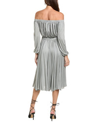 Valentino Off-Shoulder Silk Midi Dress