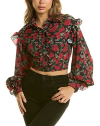 Rokh Rose Print Blouse Red