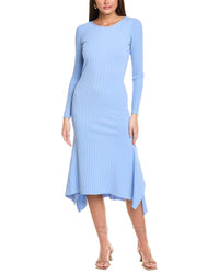 St. John Rib Knit Sweaterdress Blue
