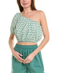 Onia One-Shoulder Poplin Top Green