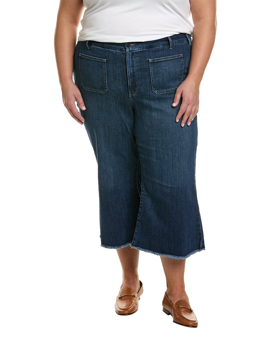 Nydj Plus Patchie Major Wide Leg Capri Fanciful Jean 38" Waist Blue