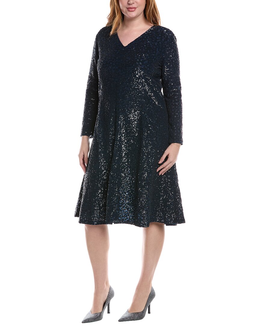 Michael Kors Collection Sequin Flare Midi Dress Blue 10