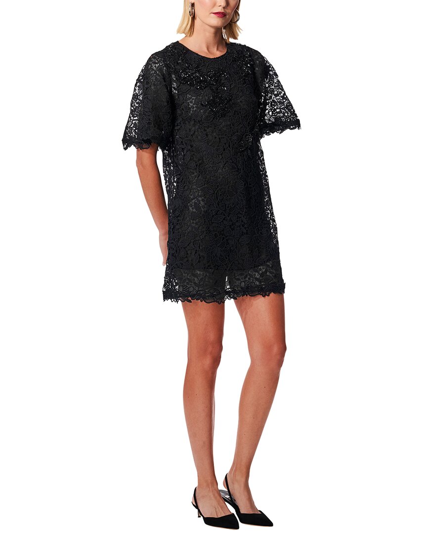 Carolina Herrera Flutter Sleeve Shift Dress Black 2