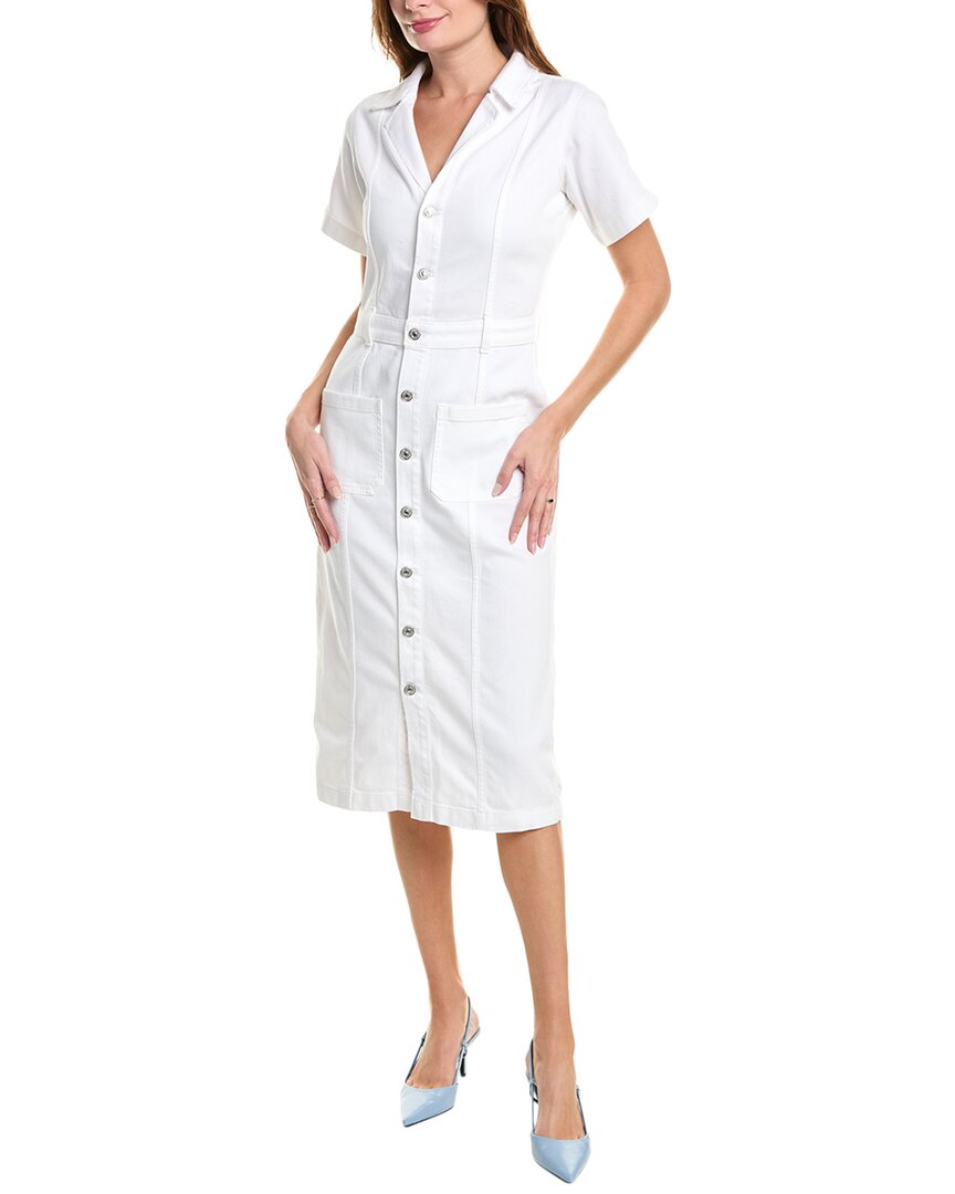 7 For All Mankind Patch Pocket Midi Dress White Regular 0 (XS)