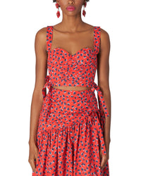 Carolina Herrera Thick Strap Corset Cropped Bodice Top Red