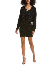 Nicholas 2Pc Amaia Tinsel Cardigan & Dress Set Black