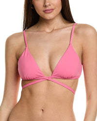 Simkhai Harlen Solid Tie-Front Bikini Top