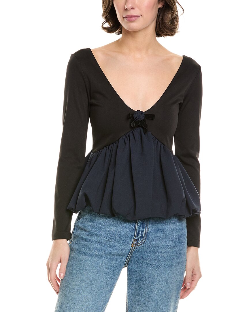 To My Lovers Bubble Hem Top Black