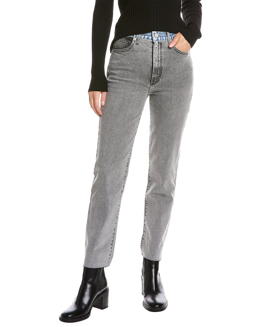 Le Jean Sabine Blue Grey High-Rise Straight Jean Blue