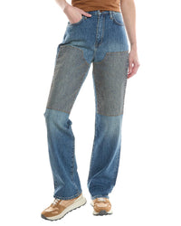 Triarchy Ms. Triarchy Classic Indigo Embroidery High-Rise Straight Leg Jean 24" Waist Blue