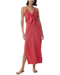 Young Fabulous & Broke Zyoa Tie-Front Linen-Blend Midi Dress