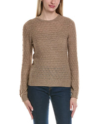 Sofiacashmere Pointelle Crewneck Wool & Cashmere-Blend Sweater