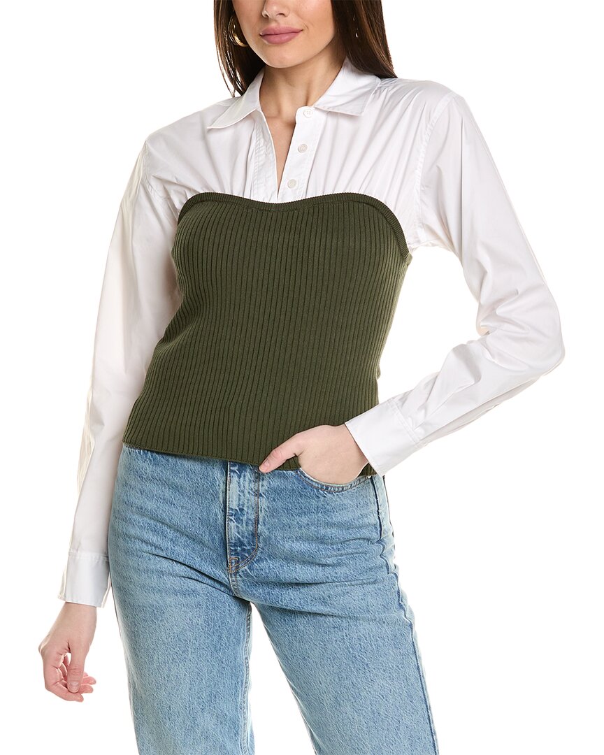 Tanya Taylor Anya Knit Top Green Regular 0 (XS)