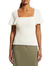 Theory Smocked Top White Petite 0 (XS)