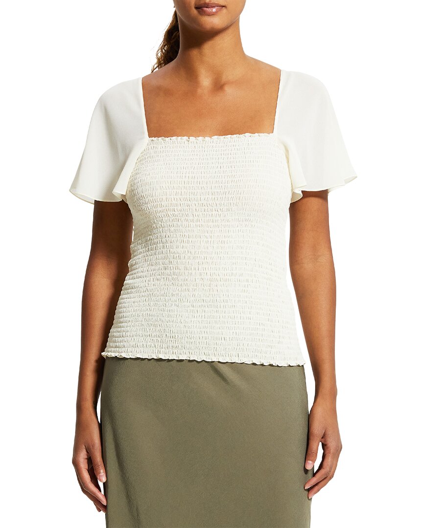 Theory Smocked Top White Petite 0 (XS)