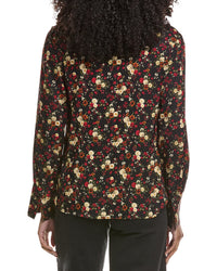 Elie Tahari Twist Neckband Silk-Blend Blouse