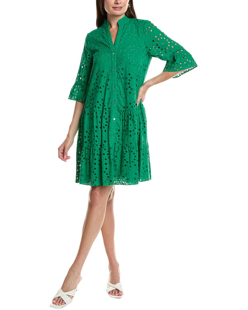 Anne Klein Eyelet Shirt Dress Regular 0 (XS) Green