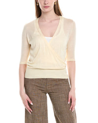 Lafayette 148 New York Wrap Silk Pullover Brown