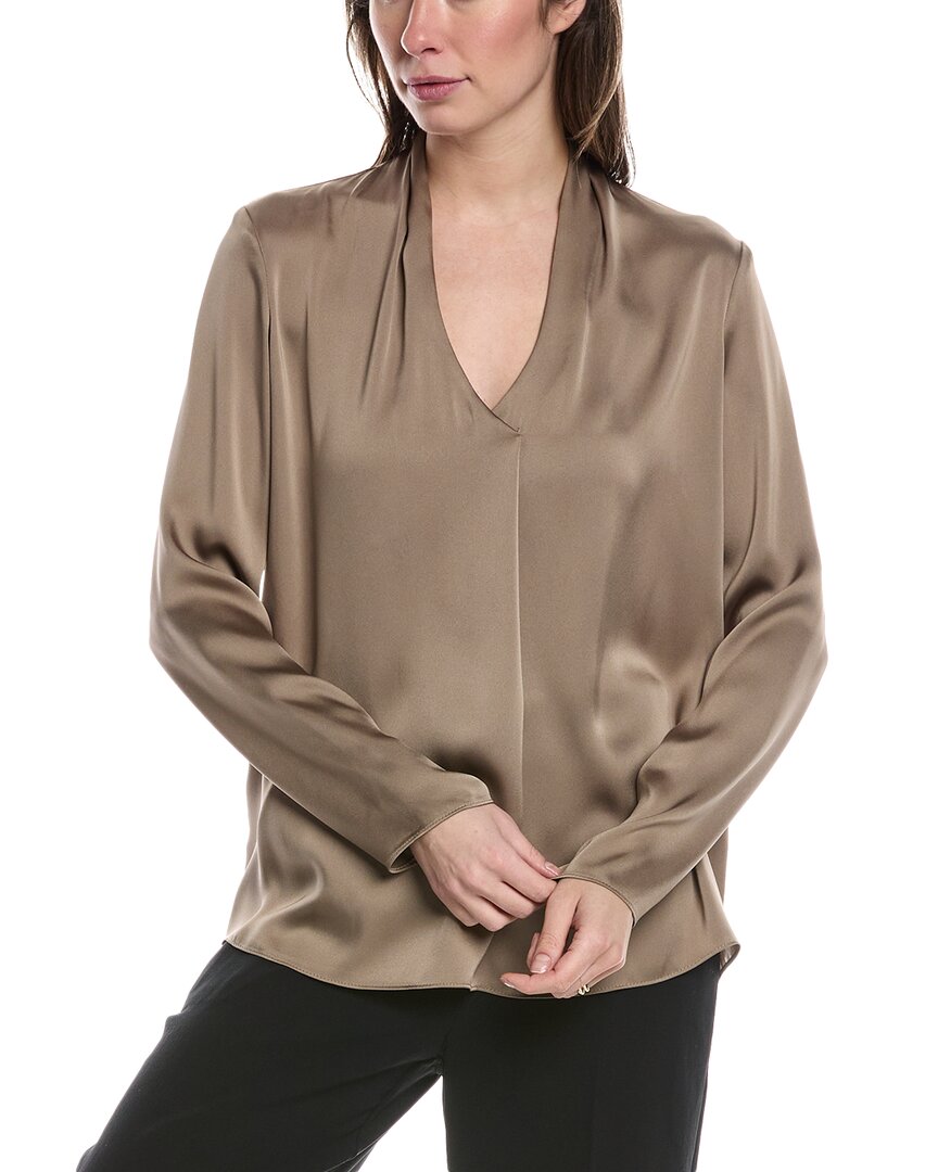 Joseph Ribkoff Front Pleat Top Brown Multi