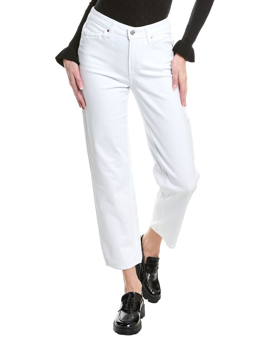 Paige Sarah White Noise Distressed Straight Ankle Cut Jean White 23" Waist