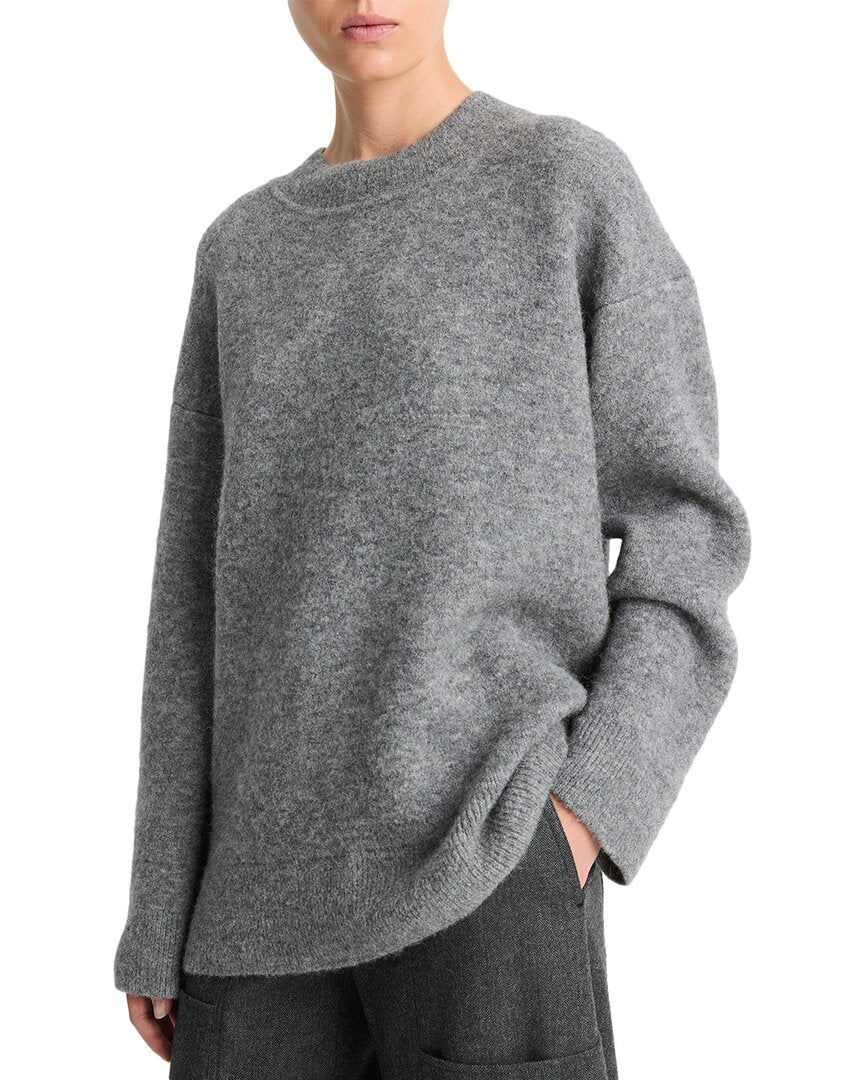 Vince Textured Soft Sculpt Wool & Alpaca-Blend Top Coat Grey