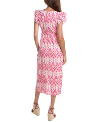 Sail To Sable Flutter Sleeve Linen-Blend Midi Dress