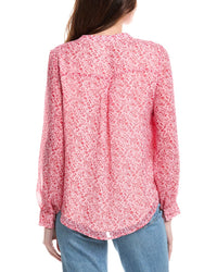Fate Ditsy Floral Print Ruffle Placket Blouse