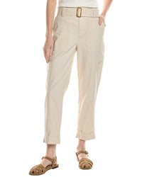 Vince Belted Linen-Blend Pant Brown Multi
