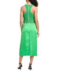 Ganni Smocked Satin Maxi Dress