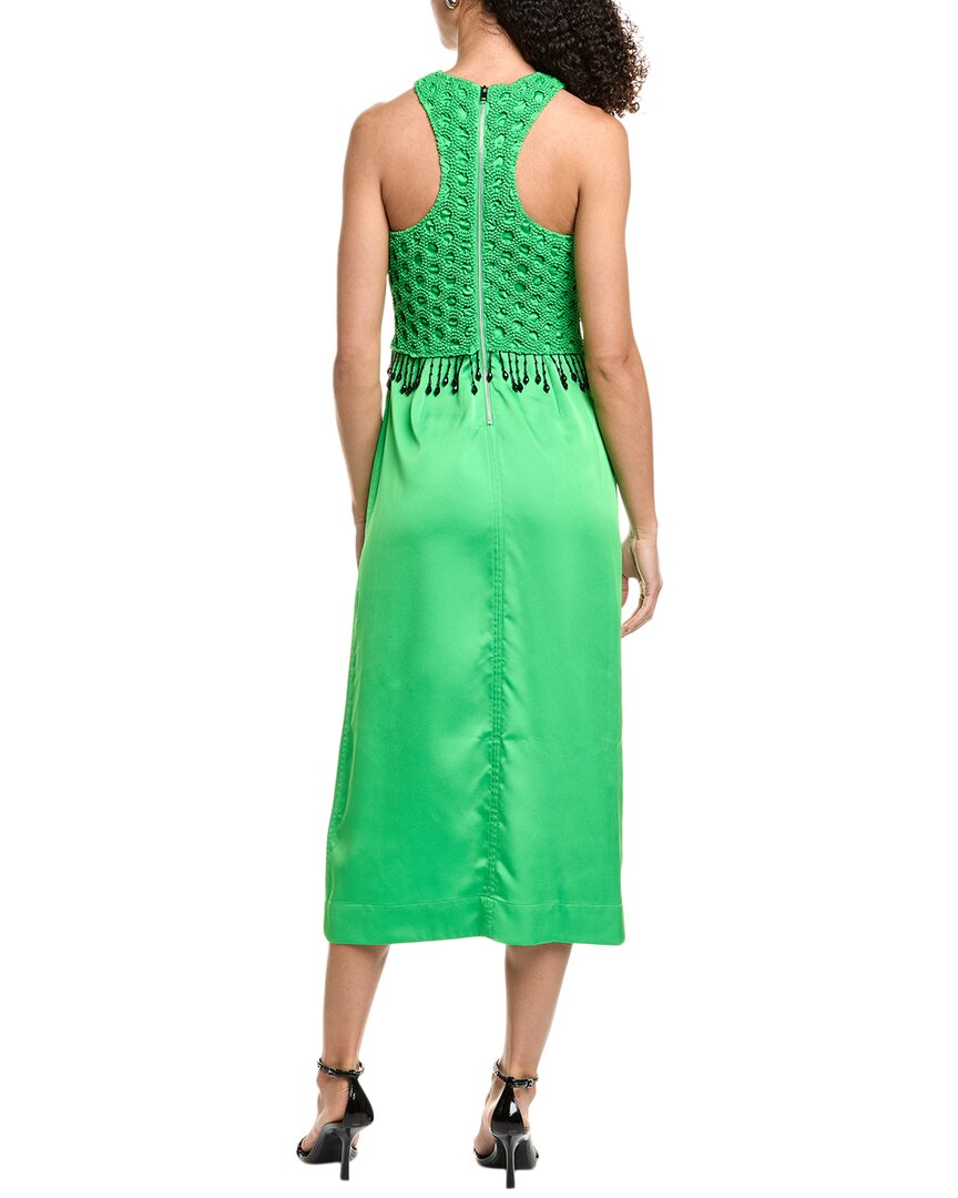 Ganni Smocked Satin Maxi Dress