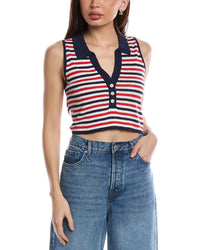Onia Rib Linen-Blend Polo Tank White