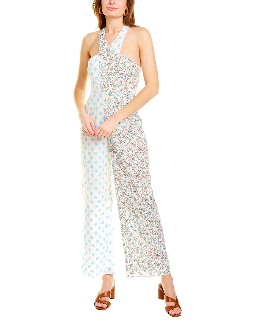 Ash & Eden Sarah Halter Neck Jumpsuit Blue