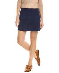 Trina Turk Riya Suede Skirt Regular 00 (XXS) Blue