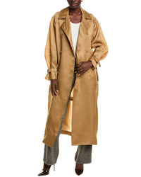 Max Mara Sacco Silk Coat Brown Multi