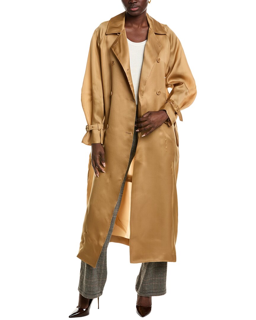 Max Mara Sacco Silk Coat Brown Multi