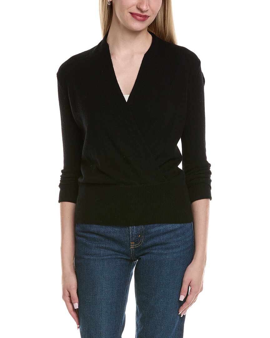 Sofiacashmere Modern Faux Wrap Wool & Cashmere-Blend Sweater
