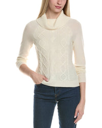 Sofiacashmere Cable Rib Texture Cowl Neck Wool & Cashmere-Blend Sweater