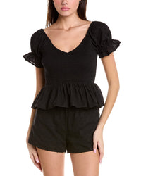 We Are Kindred Giovanna Peplum Top Black