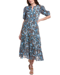 Jude Connally Jordana Cotton Voile Tiered Maxi Dress Blue