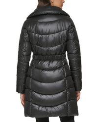 Kenneth Cole Kenneth Cole Belted Funnel Neck Puffer Coat