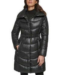 Kenneth Cole Kenneth Cole Belted Funnel Neck Puffer Coat