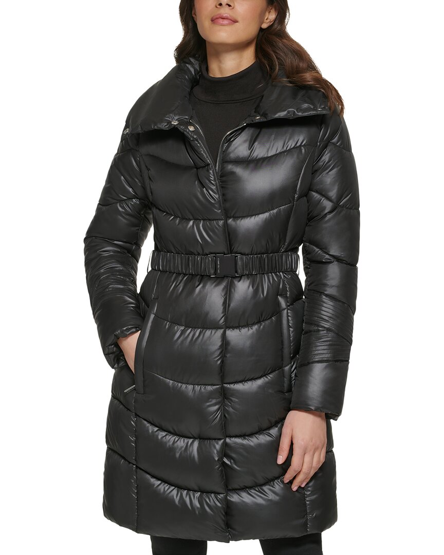 Kenneth Cole Kenneth Cole Belted Funnel Neck Puffer Coat