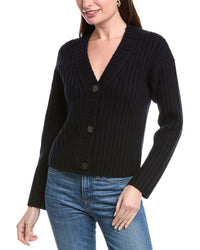 Vince Chunky Rib Wool & Cashmere-Blend Cardigan Regular 12 (L) Blue