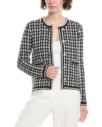 St. John Knitted Houndstooth Jacket Black