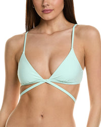 Simkhai Harlen Solid Tie-Front Bikini Top Regular 0 (XS) Green