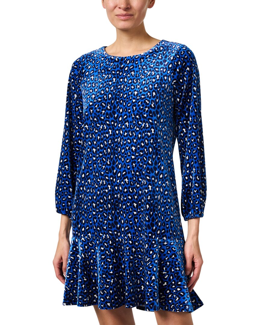 Jude Connally Sadie Print Velvet Dress Blue