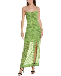Ganni Chiffon Midi Slip Dress 32 Green