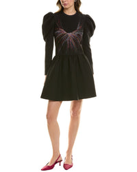 Valentino Wool & Silk-Blend A-Line Dress Black