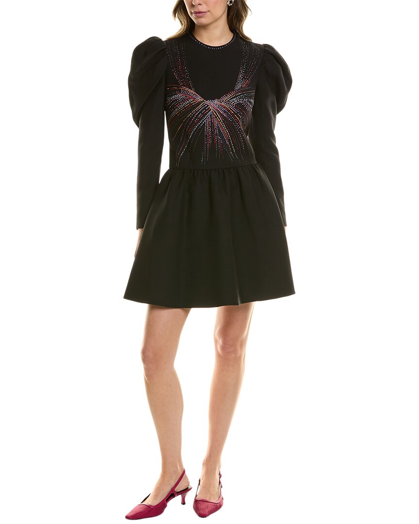 Valentino Wool & Silk-Blend A-Line Dress Black