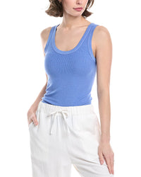 Enza Costa Rib Bold Silk-Blend Tank Regular 0 (XS) Blue
